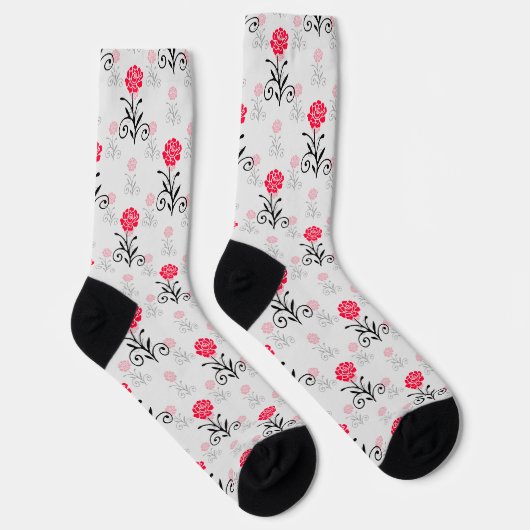 Delikates Blumenmuster-Muster in Roter Blume Socken (Rechts)