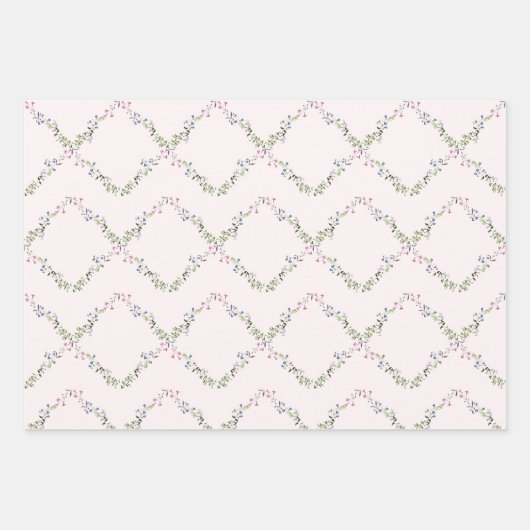 Delikates Blumenmuster zum Personalisieren Geschenkpapier Set (Vorderseite)