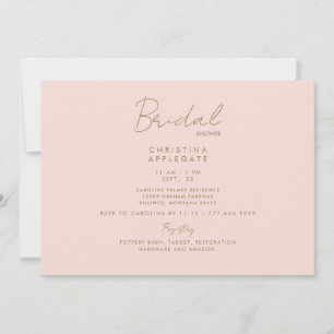Delikates Blush & Gold Text Brautparty Einladung
