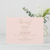 Delikates Blush & Gold Text Brautparty Einladung (Stehend Vorderseite)