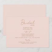 Delikates Blush & Gold Text Brautparty Einladung (Vorne/Hinten)