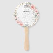 Delikates Blush Pink Floral Gold Hochzeitsprogramm Fächer (Vorderseite)