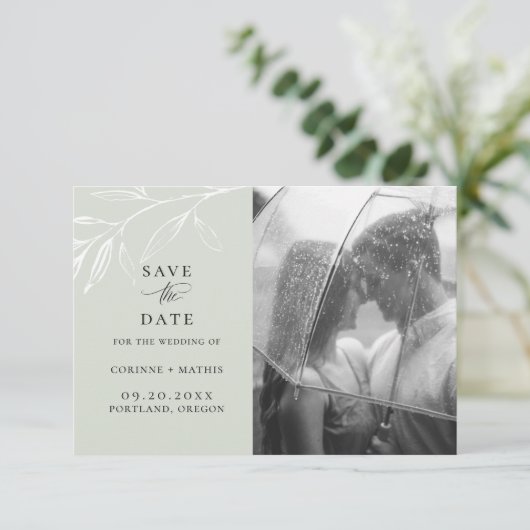 Delikates botanisches Foto Save the Date Ankündigung (Stehend Vorderseite)