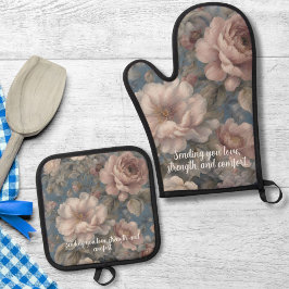 Delikates botanisches Gedenkgeschenk für Mutter Ofenhandschuh & Topflappen-Set