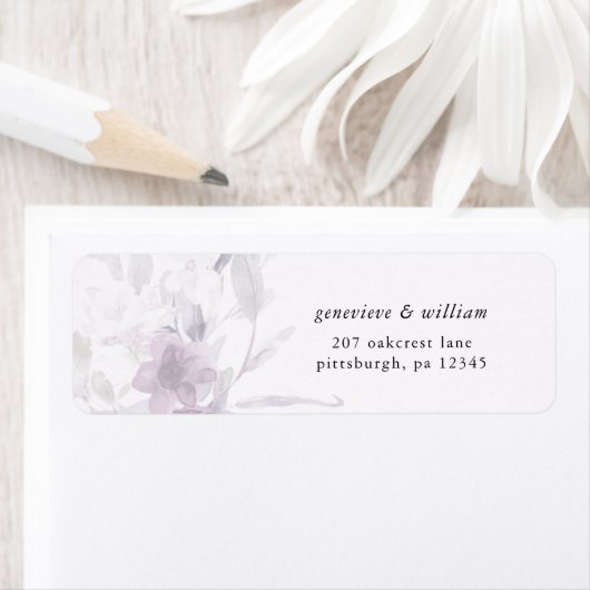 Delikates botanisches Hochzeitrücksendelabel (Insitu)