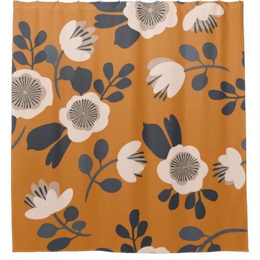 Delikates botanisches Vintages Blumenmuster Duschvorhang (Vorderseite)