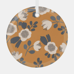 Delikates botanisches Vintages Blumenmuster Ornament Aus Glas