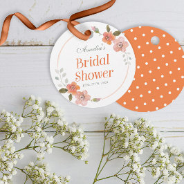 Delikates Brautparty Floral Orange Geschenkanhänger