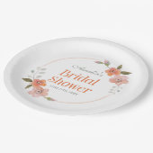 Delikates Brautparty Floral Orange Pappteller (Schrägansicht)