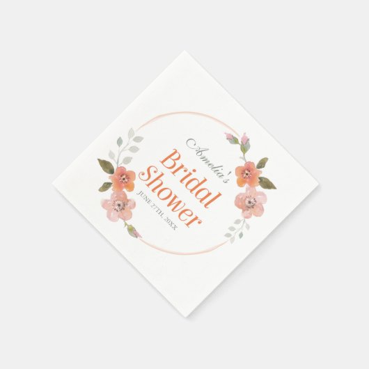 Delikates Brautparty Floral Orange Serviette (Ecke)