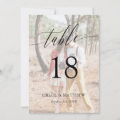 Delikates Calligrafy Foto Hochzeit Tischnummer (Vorderseite)