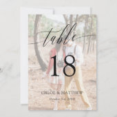 Delikates Calligrafy Foto Hochzeit Tischnummer (Rückseite)