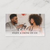 Delikates Calligrafy Foto Wedding Drink Ticket (Vorderseite)
