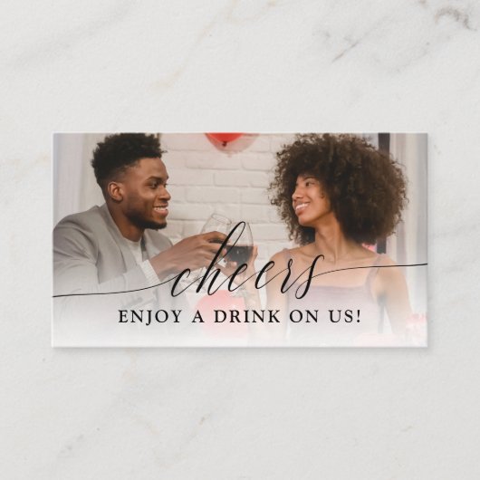 Delikates Calligrafy Foto Wedding Drink Ticket (Vorderseite)