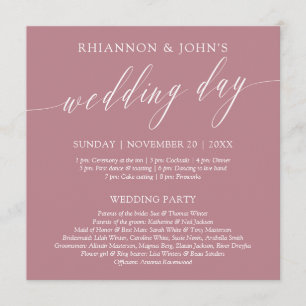 Delikates Calligraphy Pink Wedding Day Programm