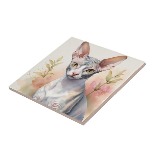 Delikates Cornish Rex Portrait Fliese (Seite)