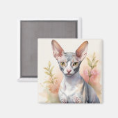 Delikates Cornish Rex Portrait Magnet (Vorderseite/Rückseite)