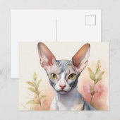 Delikates Cornish Rex Portrait Postkarte (Vorne/Hinten)