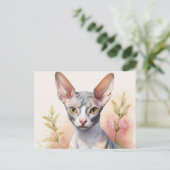 Delikates Cornish Rex Portrait Postkarte (Stehend Vorderseite)
