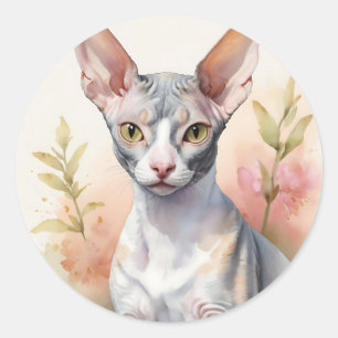 Delikates Cornish Rex Portrait Runder Aufkleber