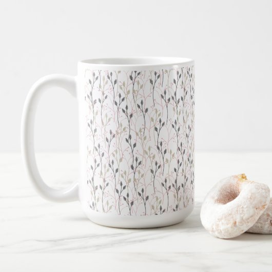 Delikates Design der Wildblume in weichen Pastelle Kaffeetasse (Mit Donut)