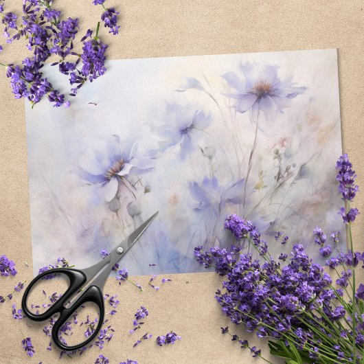 Delikates, elegantes Lila Anemone Blumendekoupage Seidenpapier