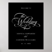 Delikates, elegantes Script Wedding Black Welcome  Poster (Vorne)