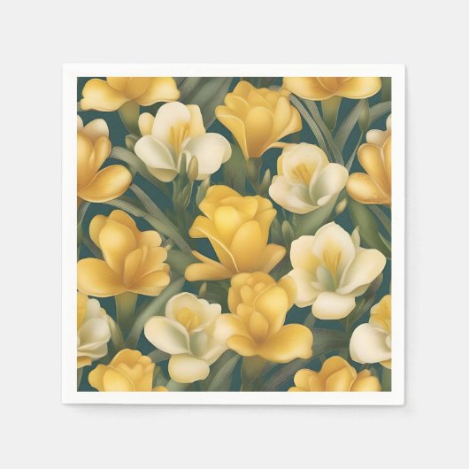 Delikates Floral Freesia Muster Serviette (Vorderseite)