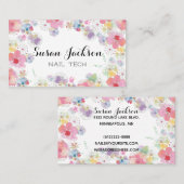 Delikates floral Soft Multicolor Script Business Visitenkarte (Vorne/Hinten)