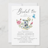 Delikates florales Brautparty mit elegantem Skript Einladung (Vorderseite)