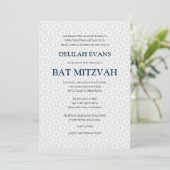 Delikates Gemustertes Bat Mitzvah Einladung (Stehend Vorderseite)