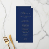 Delikates Gold Calligraphy Navy Hochzeitmenü
