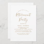 Delikates Gold Calligraphy Retirement Party Einladung (Vorne/Hinten)