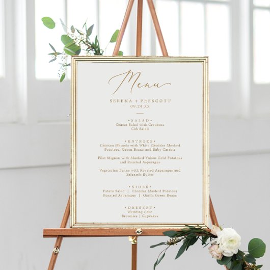 Delikates Gold Calligraphy Wedding Dinner Menu Poster