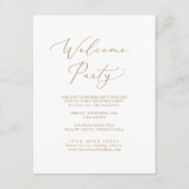 Delikates Gold Calligraphy Wedding Welcome Party Begleitkarte (Vorderseite)