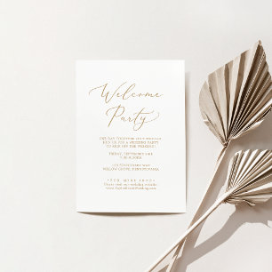 Delikates Gold Calligraphy Wedding Welcome Party Begleitkarte