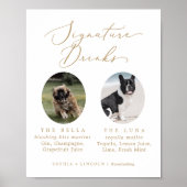 Delikates Gold Hund Foto Hochzeitssignatur Drinks Poster (Vorne)