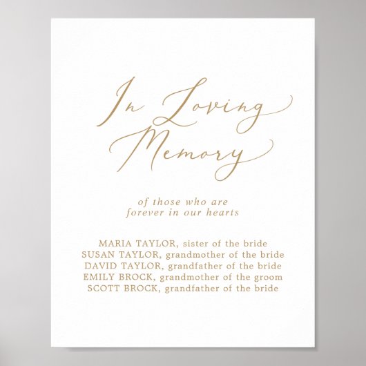 Delikates Gold Love Gedächtniszeichen Poster (Vorne)