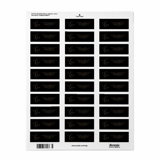 Delikates Gold und Black Return Address Label (Vorne)