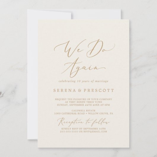 Delikates Gold und Creme machen wir wieder neu Einladung (Vorderseite)