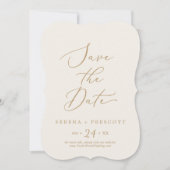 Delikates Gold und Creme Wedding retten das Datum Save The Date (Vorderseite)