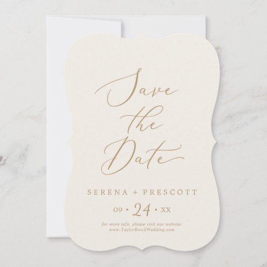 Delikates Gold und Creme Wedding retten das Datum Save The Date (Vorderseite)