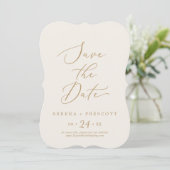 Delikates Gold und Creme Wedding retten das Datum Save The Date (Stehend Vorderseite)