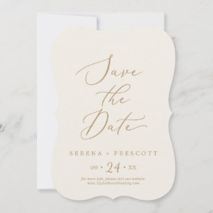 Delikates Gold und Creme Wedding retten das Datum Save The Date