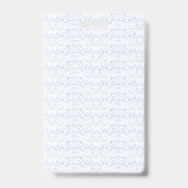 Delikates, hellblaues, gemustertes Design, das wie Ausweis (Rückseite)