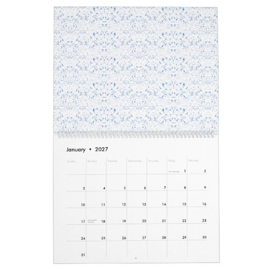Delikates, hellblaues, gemustertes Design, das wie Kalender (Jan 2027)