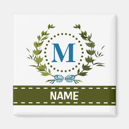 Delikates Ivy Wreath und Bow Name mit Monogramm m Magnet