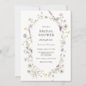 Delikates Lavendel Gelbes Wildblume Brautparty Einladung (Vorderseite)