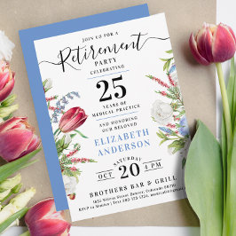 Delikates Lavender Blue Floral Retirement Party Einladung