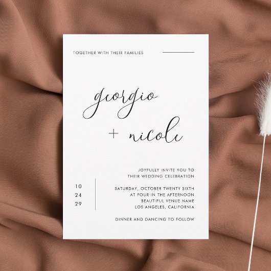 Delikates Minimalistisches Script Black and White  Einladung